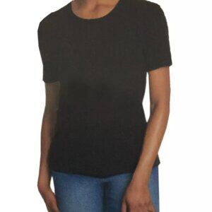 NWT Vintage America Women's Ribbed Slub Short Sleeve Tee Black Size L $40 HH151